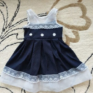 Iris & Ivy Floral Special Occasion /Party Dress 5Y --Dark Blue